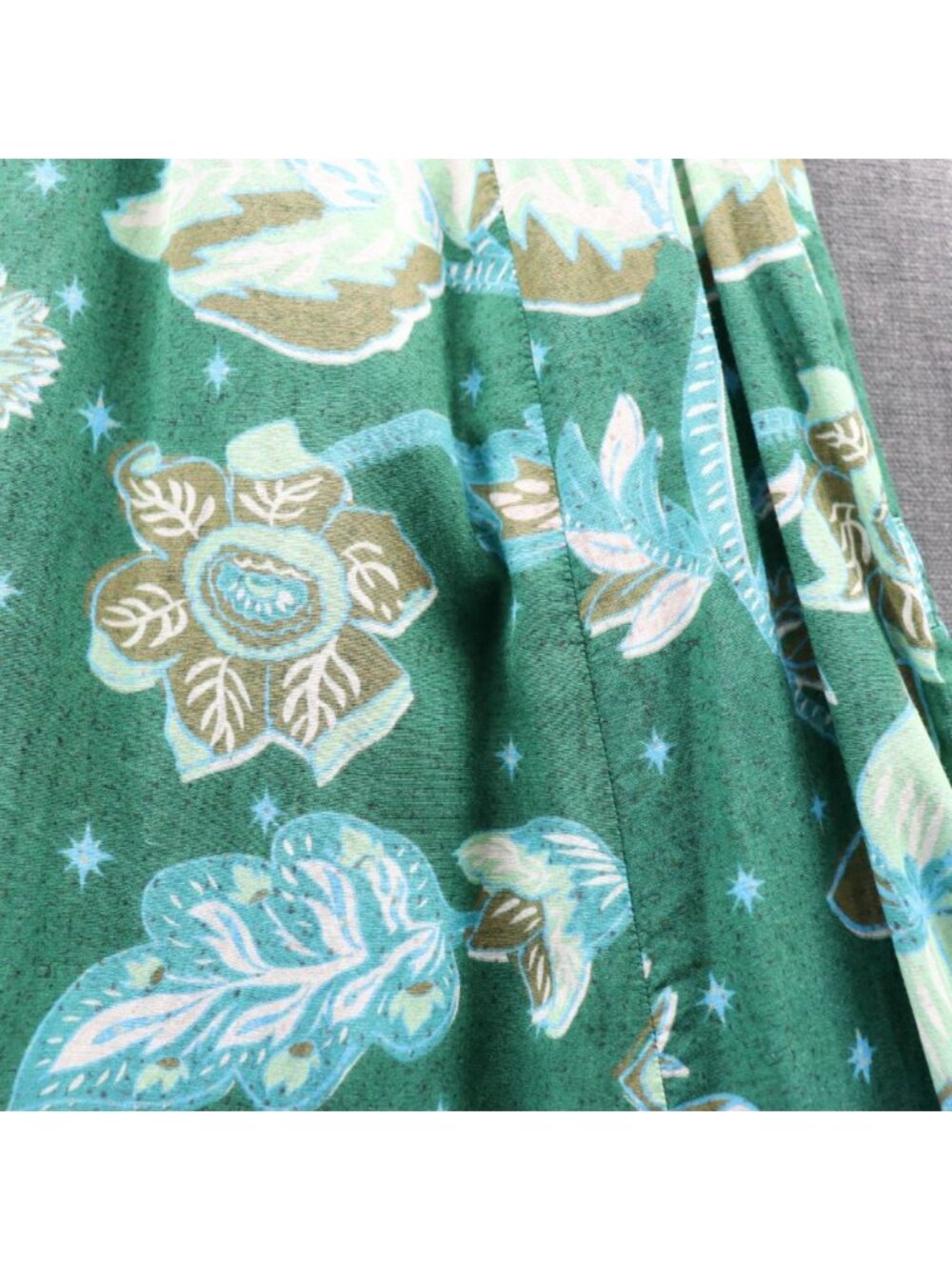 Sundance Teal Floral Maxi Halter Dress XS Handkerchief Boho Viscose Cotton - Picture 6 of 16